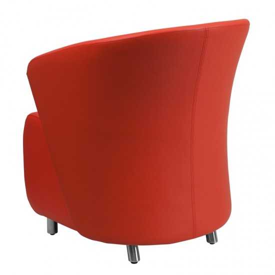 Red LeatherSoft Curved Barrel Back Lounge Chair