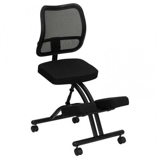 Mobile Ergonomic Kneeling Office Chair with Black Mesh Back