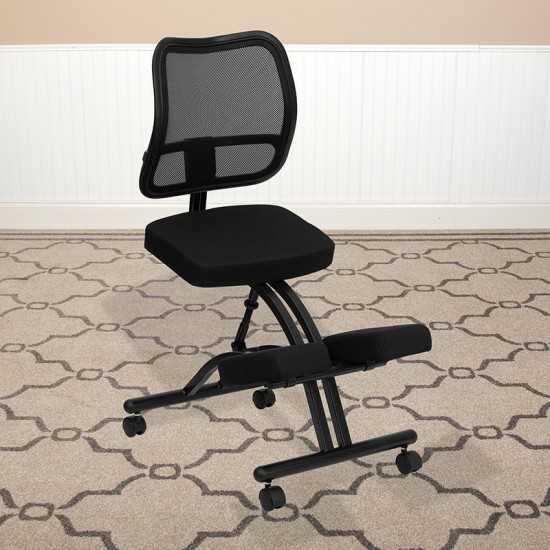 Mobile Ergonomic Kneeling Office Chair with Black Mesh Back