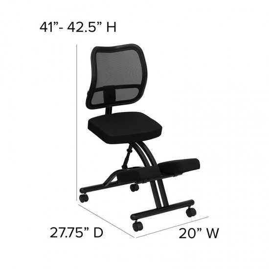 Mobile Ergonomic Kneeling Office Chair with Black Mesh Back