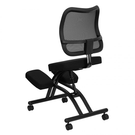 Mobile Ergonomic Kneeling Office Chair with Black Mesh Back