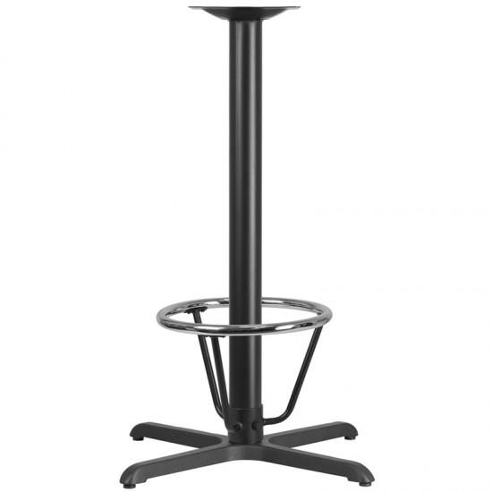 30'' x 30'' Restaurant Table X-Base with 3'' Dia. Bar Height Column and Foot Ring