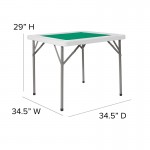 34.5" Square 4-Player Folding Card Game Table with Green Playing Surface and Cup Holders