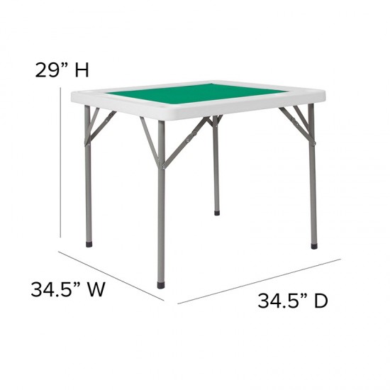 34.5" Square 4-Player Folding Card Game Table with Green Playing Surface and Cup Holders