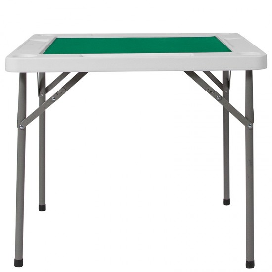 34.5" Square 4-Player Folding Card Game Table with Green Playing Surface and Cup Holders