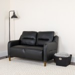 Newton Hill Upholstered Bustle Back Loveseat in Black LeatherSoft