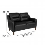 Newton Hill Upholstered Bustle Back Loveseat in Black LeatherSoft