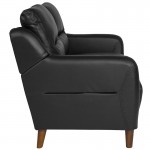 Newton Hill Upholstered Bustle Back Loveseat in Black LeatherSoft