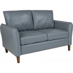 Milton Park Upholstered Plush Pillow Back Loveseat in Gray LeatherSoft