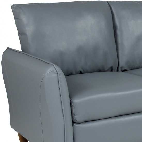 Milton Park Upholstered Plush Pillow Back Loveseat in Gray LeatherSoft