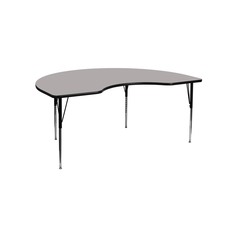 48''W x 72''L Kidney Grey HP Laminate Activity Table - Standard Height Adjustable Legs 48''W x 72''L Kidney Grey HP Laminate Activity Table - Standard Height Adjustable Legs