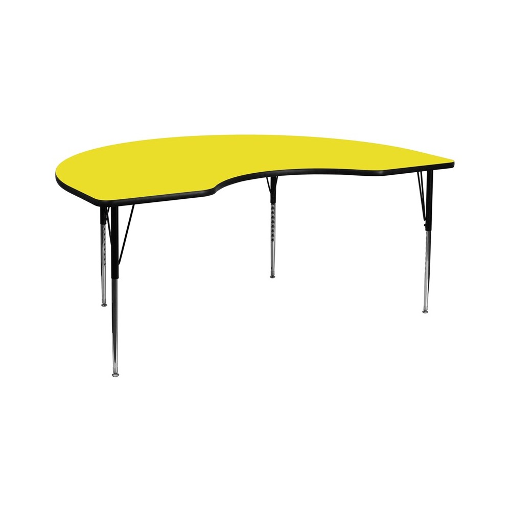 48''W x 96''L Kidney Yellow HP Laminate Activity Table - Standard Height Adjustable Legs 48''W x 96''L Kidney Yellow HP Laminate Activity Table - Standard Height Adjustable Legs