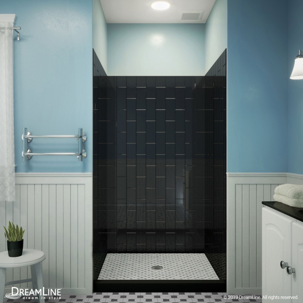 QWALL-VS 32-36 in. W x 41-1/2 in. D x 76 in. H Acrylic Backwall Kit in Black QWALL-VS 32-36 in. W x 41-1/2 in. D x 76 in. H Acrylic Backwall Kit in Black