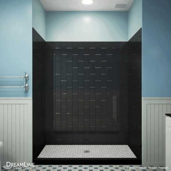 QWALL-VS 50-54 in. W x 41-1/2 in. D x 76 in. H Acrylic Backwall Kit in Black