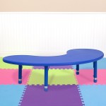 35''W x 65''L Half-Moon Blue Plastic Height Adjustable Activity Table