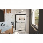 Duet Plus 44-48 in. W x 72 in. H Semi-Frameless Bypass Sliding Shower Door in Satin Black