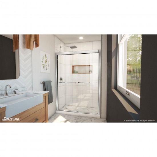 Duet Plus 50-54 in. W x 72 in. H Semi-Frameless Bypass Sliding Shower Door in Chrome