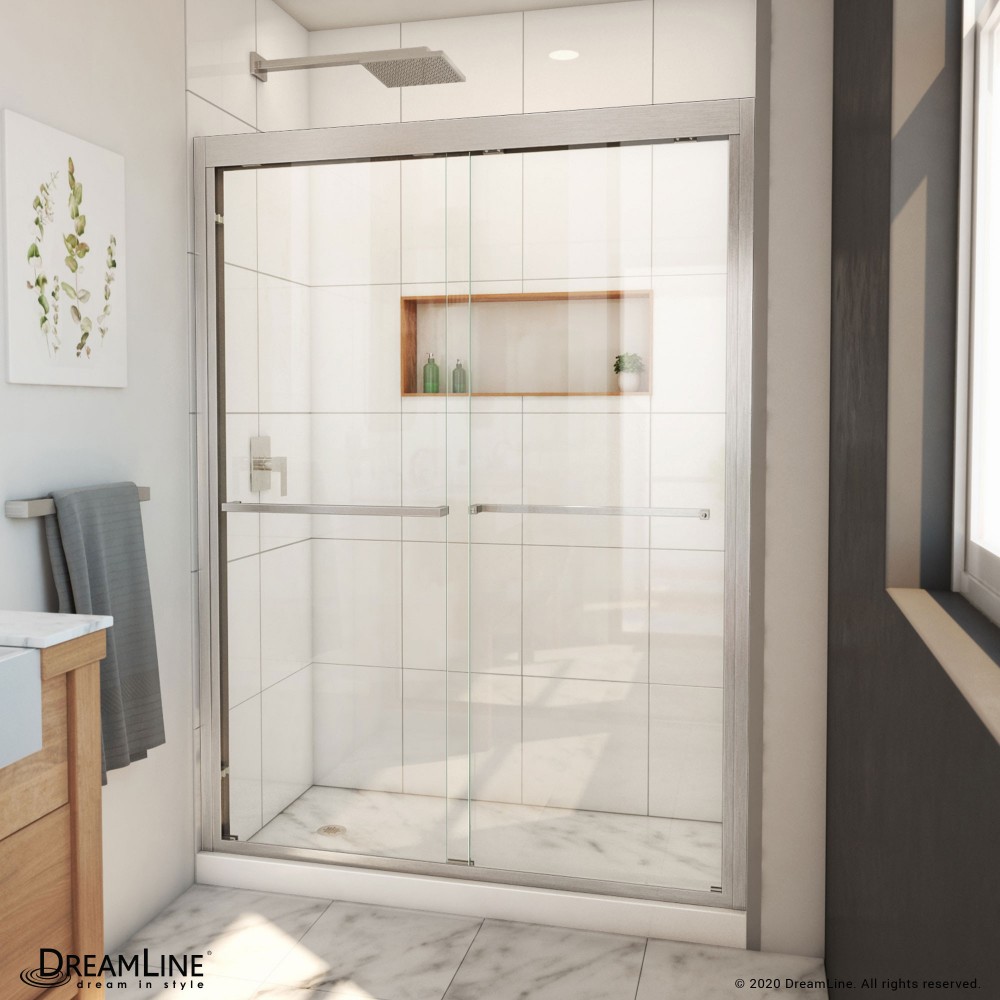Duet Plus 50-54 in. W x 72 in. H Semi-Frameless Bypass Sliding Shower Door in Brushed Nickel