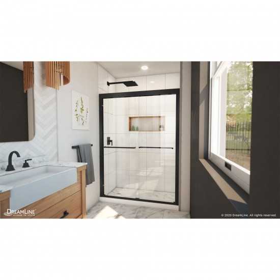 Duet Plus 50-54 in. W x 72 in. H Semi-Frameless Bypass Sliding Shower Door in Satin Black