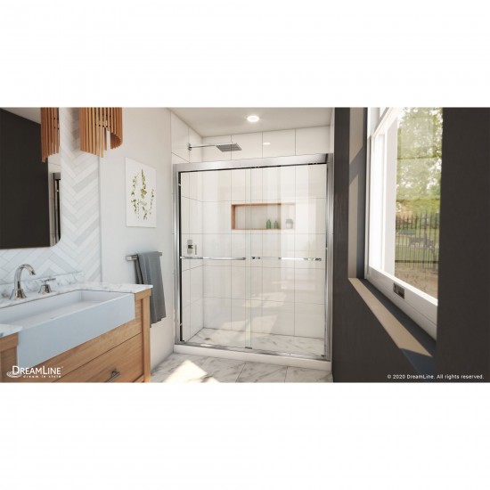 Duet Plus 56-60 in. W x 72 in. H Semi-Frameless Bypass Sliding Shower Door in Chrome