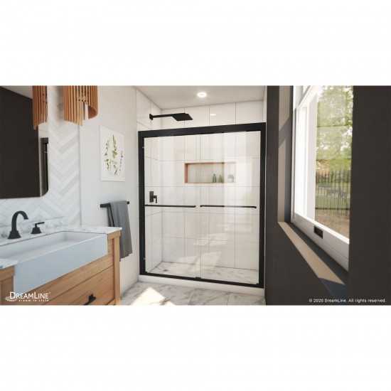 Duet Plus 56-60 in. W x 72 in. H Semi-Frameless Bypass Sliding Shower Door in Satin Black