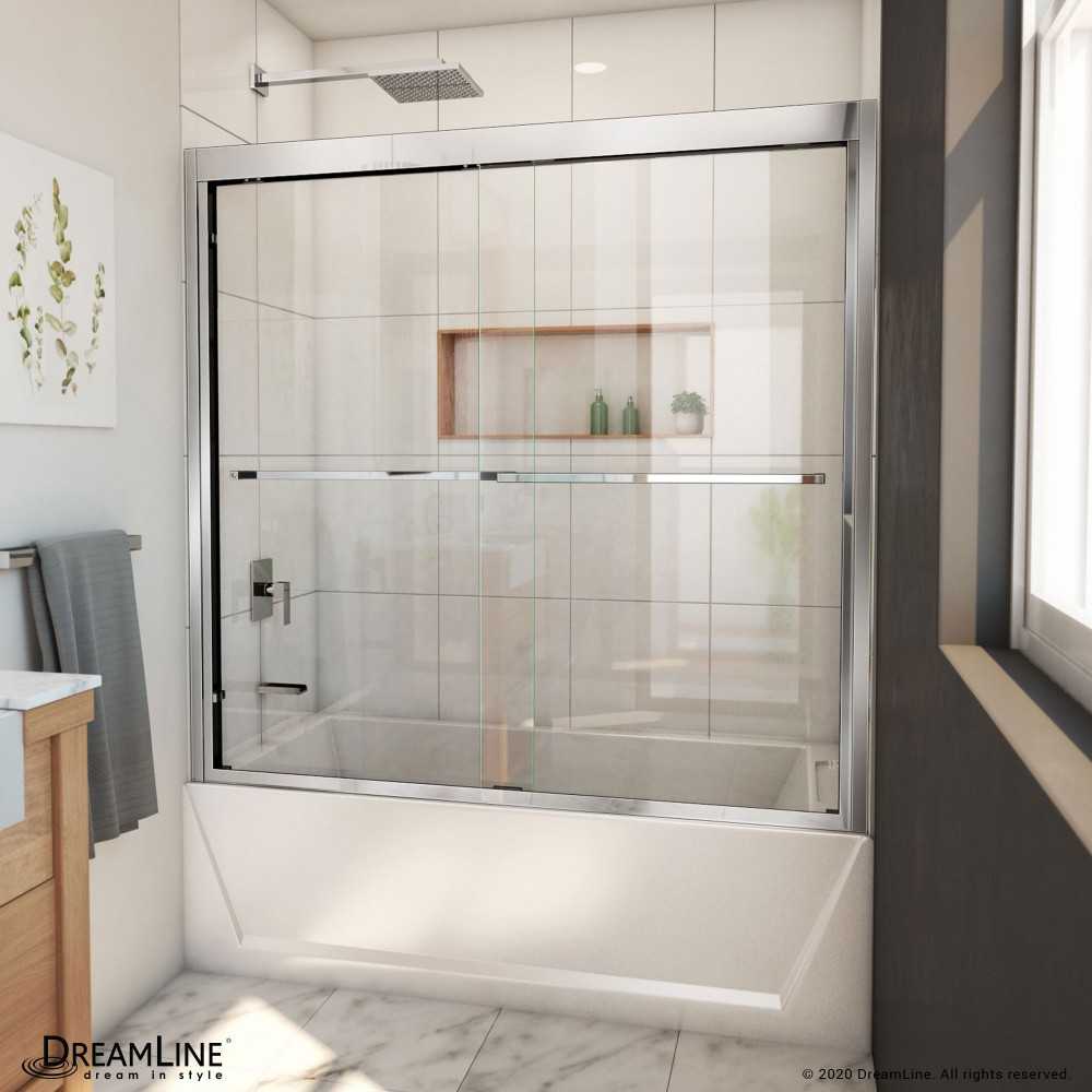Duet Plus 55-59 in. W x 58 in. H Semi-Frameless Bypass Sliding Tub Door in Chrome