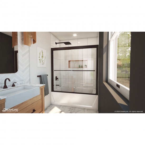 Duet Plus 55-59 in. W x 58 in. H Semi-Frameless Bypass Sliding Tub Door in Oil Rubbed Bronze