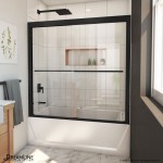 Duet Plus 55-59 in. W x 58 in. H Semi-Frameless Bypass Sliding Tub Door in Satin Black