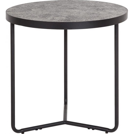 Providence Collection 19.5" Round Indoor Living Room End Table in Faux Concrete Finish