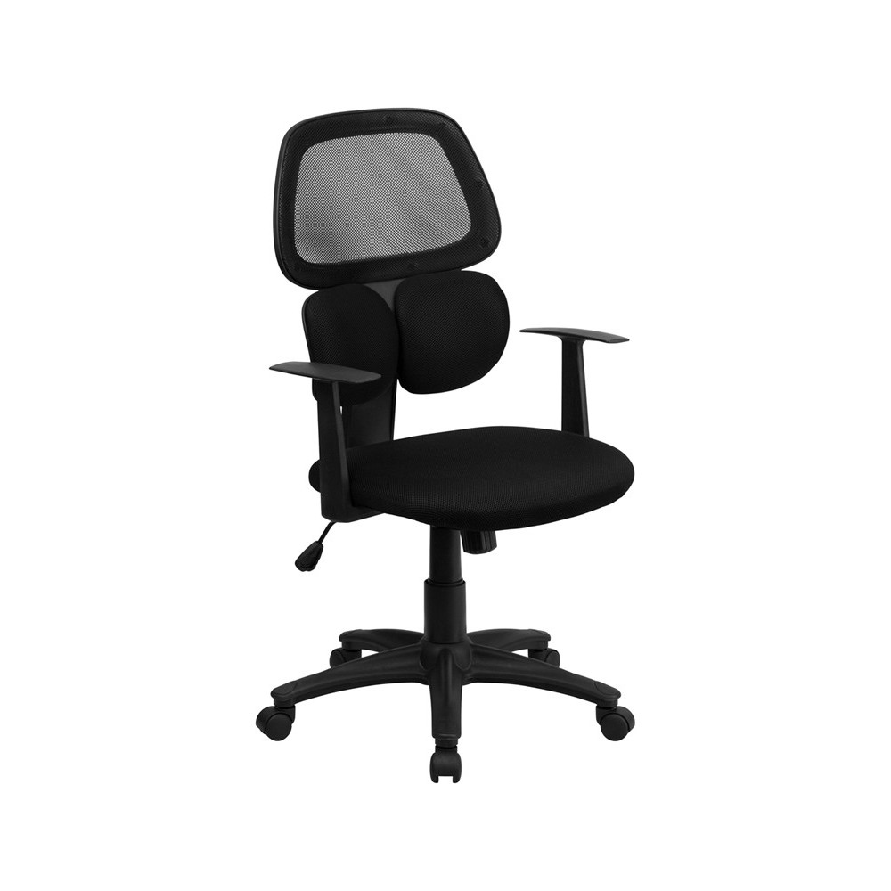 Mid-Back Black Mesh Swivel Task Office Chair with Flexible Dual Lumbar Support and Arms Mid-Back Black Mesh Swivel Task Office Chair with Flexible Dual Lumbar Support and Arms
