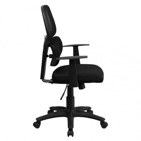 Mid-Back Black Mesh Swivel Task Office Chair with Flexible Dual Lumbar Support and Arms