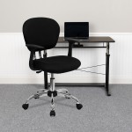 Mid-Back Black Mesh Padded Swivel Task Office Chair with Chrome Base and Arms