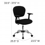 Mid-Back Black Mesh Padded Swivel Task Office Chair with Chrome Base and Arms