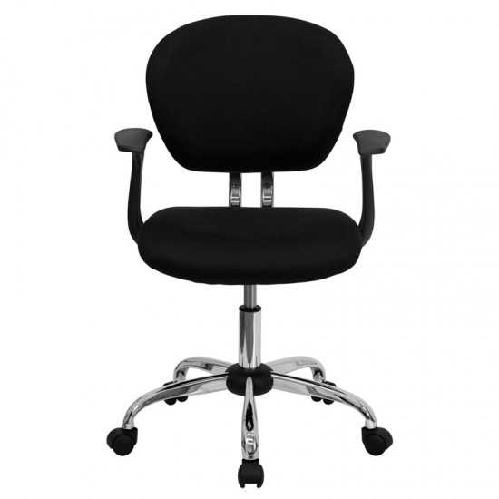 Mid-Back Black Mesh Padded Swivel Task Office Chair with Chrome Base and Arms