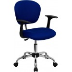 Mid-Back Blue Mesh Padded Swivel Task Office Chair with Chrome Base and Arms