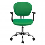 Mid-Back Bright Green Mesh Padded Swivel Task Office Chair with Chrome Base and Arms