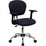 Mid-Back Gray Mesh Padded Swivel Task Office Chair with Chrome Base and Arms