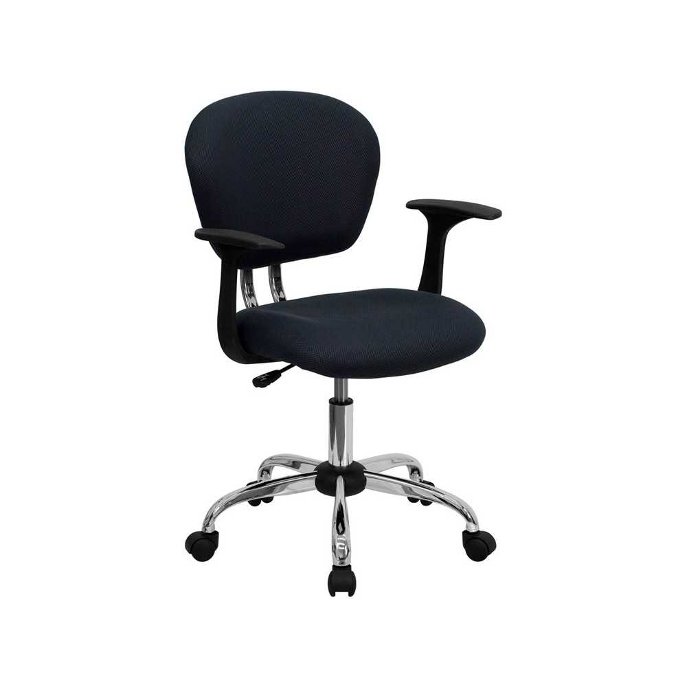 Mid-Back Gray Mesh Padded Swivel Task Office Chair with Chrome Base and Arms