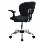 Mid-Back Gray Mesh Padded Swivel Task Office Chair with Chrome Base and Arms