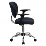 Mid-Back Gray Mesh Padded Swivel Task Office Chair with Chrome Base and Arms