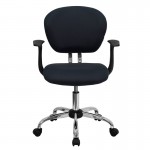 Mid-Back Gray Mesh Padded Swivel Task Office Chair with Chrome Base and Arms