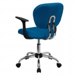 Mid-Back Turquoise Mesh Padded Swivel Task Office Chair with Chrome Base and Arms