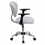 Mid-Back White Mesh Padded Swivel Task Office Chair with Chrome Base and Arms