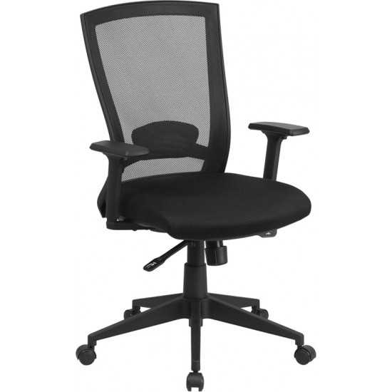 Mid-Back Black Mesh Executive Swivel Ergonomic Office Chair with Back Angle Adjustment and Adjustable Arms