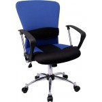 Mid-Back Blue Mesh Swivel Task Office Chair with Adjustable Lumbar Support and Arms