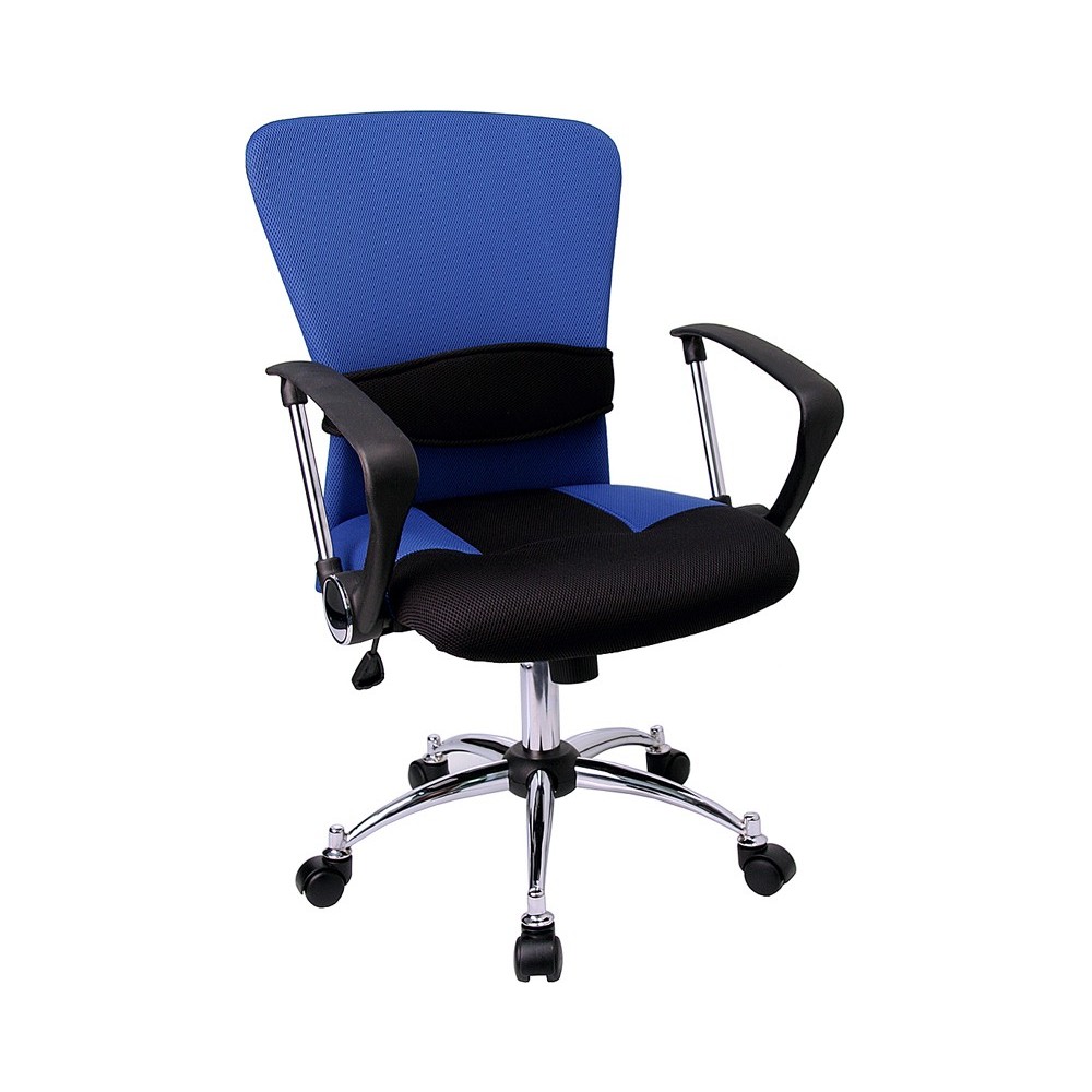 Mid-Back Blue Mesh Swivel Task Office Chair with Adjustable Lumbar Support and Arms