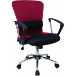 Mid-Back Red Mesh Swivel Task Office Chair with Adjustable Lumbar Support and Arms