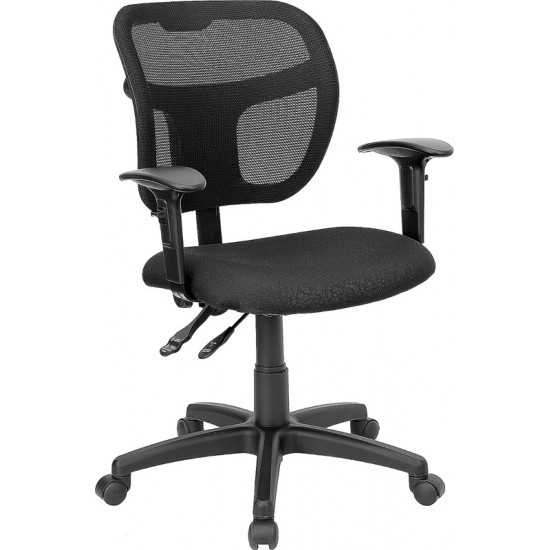 Mid-Back Black Mesh Swivel Task Office Chair with Back Height Adjustment and Adjustable Arms