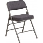 Premium Curved Triple Braced & Double Hinged Gray Fabric Metal Folding Chair