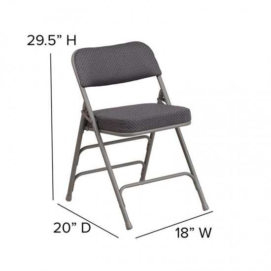 Premium Curved Triple Braced & Double Hinged Gray Fabric Metal Folding Chair